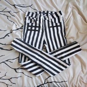 Black & White Striped Skinny Jeans
